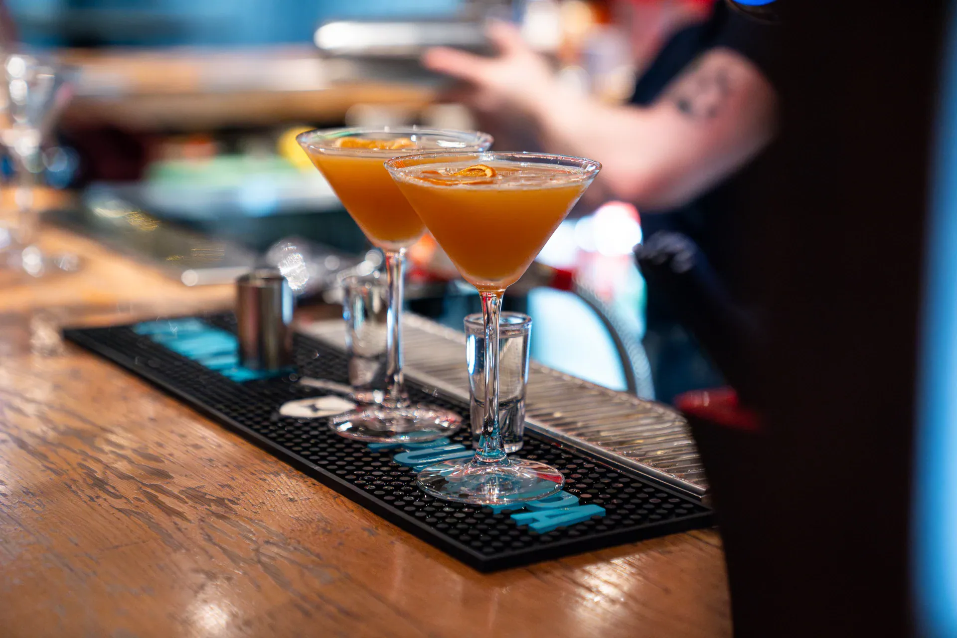 Espresso martinis on the bar at Banana Wharf Ocean Village